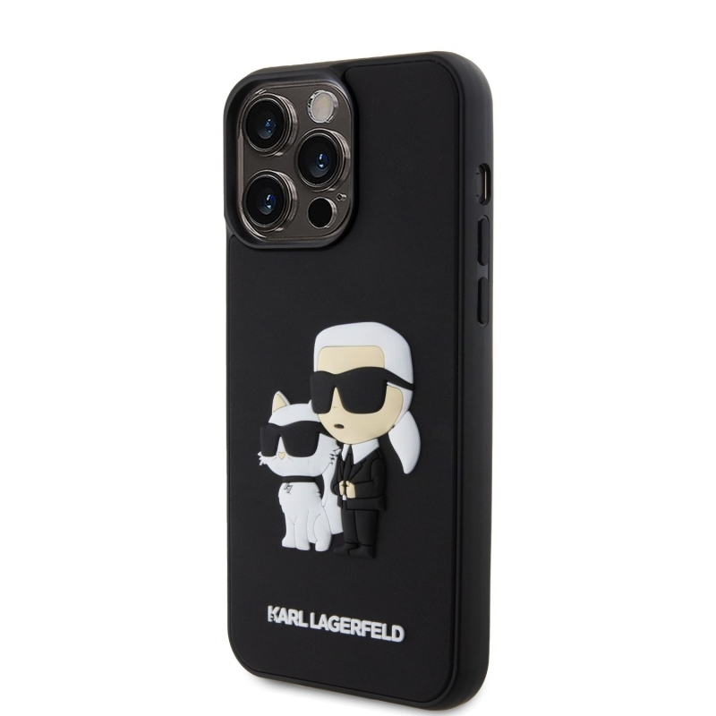 Karl Lagerfeld 3D Rubber Karl and Choupette Zadný Kryt pre iPhone 13 Pro Max Black