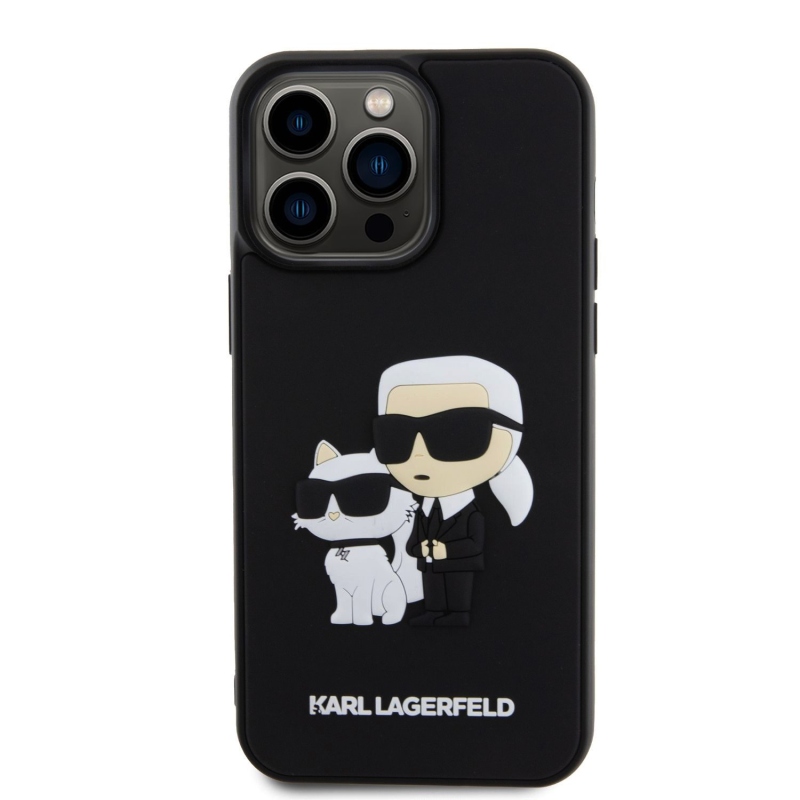 Karl Lagerfeld 3D Rubber Karl and Choupette Zadný Kryt pre iPhone 13 Pro Max Black