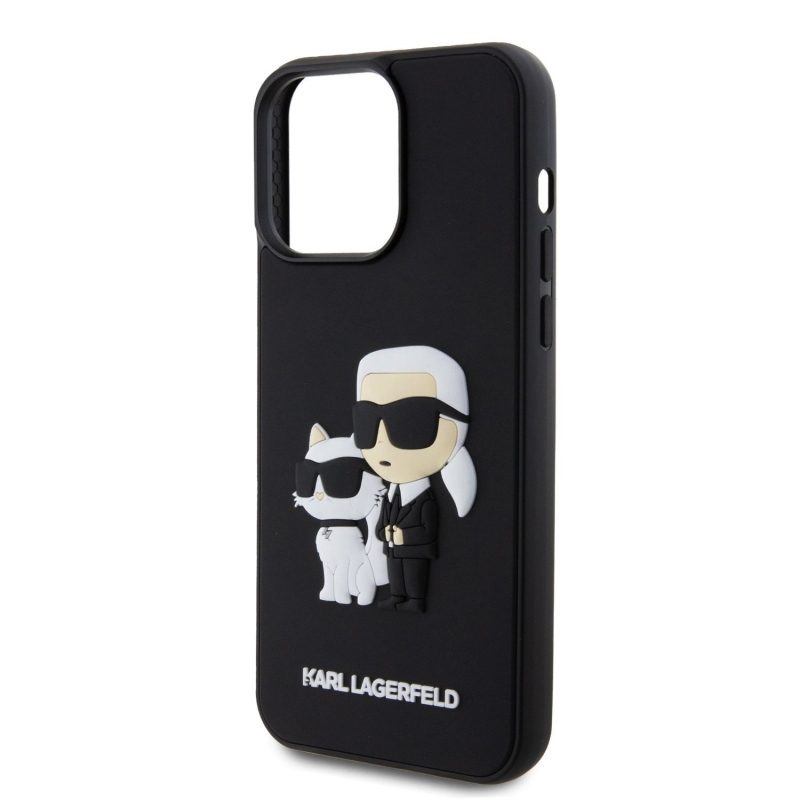 Karl Lagerfeld 3D Rubber Karl and Choupette Zadný Kryt pre iPhone 13 Pro Max Black