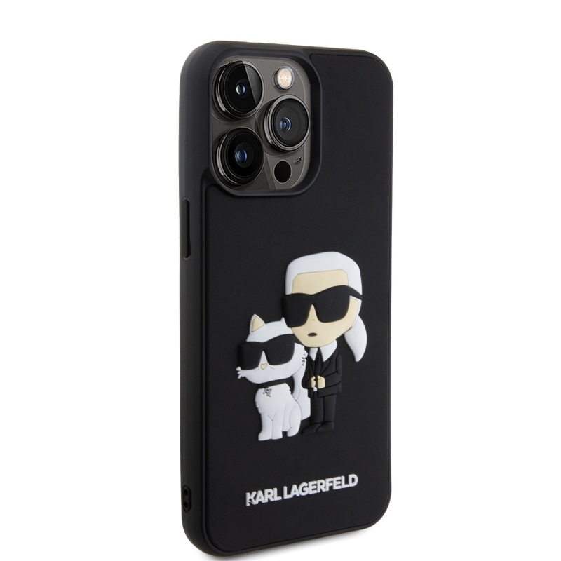 Karl Lagerfeld 3D Rubber Karl and Choupette Zadný Kryt pre iPhone 13 Pro Max Black