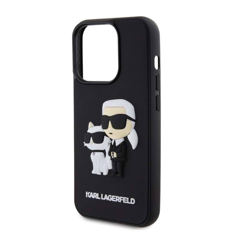 Karl Lagerfeld 3D Rubber Karl and Choupette Zadný Kryt pre iPhone 15 Pro Black