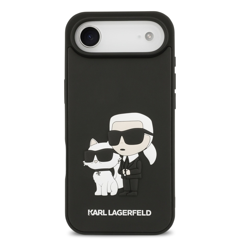 Karl Lagerfeld 3D gumový zadný kryt Karl and Choupette pre iPhone 17 Air Black