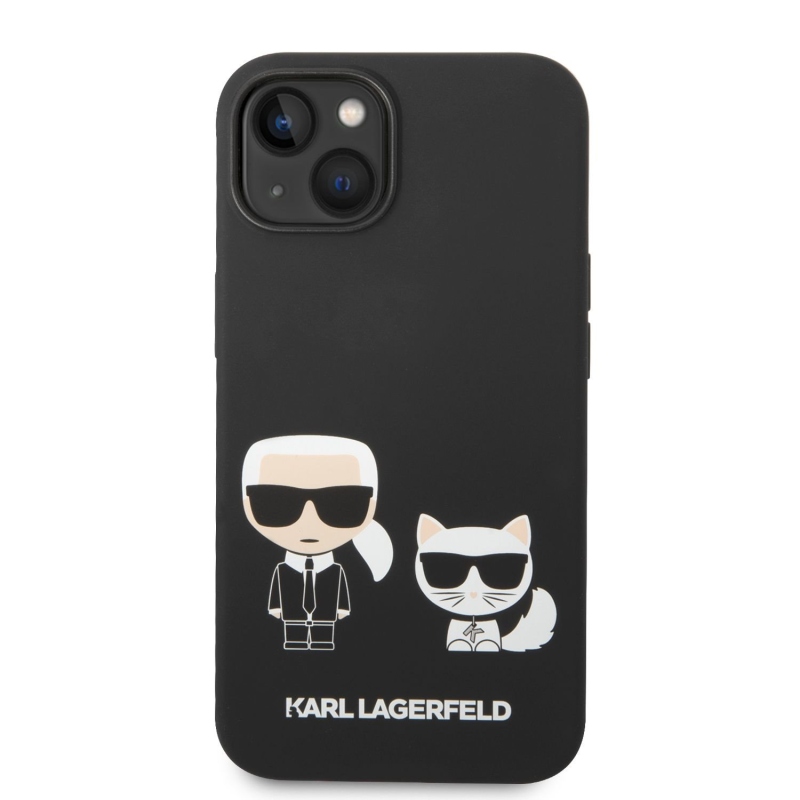 Karl Lagerfeld and Choupette Liquid silikónový zadný kryt pre iPhone 14 Plus čierny