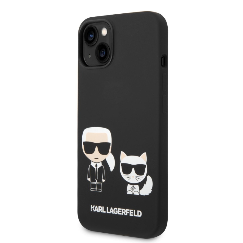 Karl Lagerfeld and Choupette Liquid silikónový zadný kryt pre iPhone 14 Plus čierny