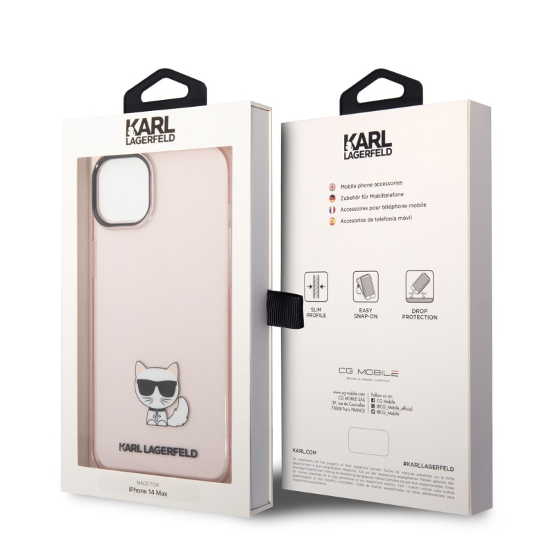 Karl Lagerfeld Choupette Logo zadný kryt pre iPhone 14 Plus ružový