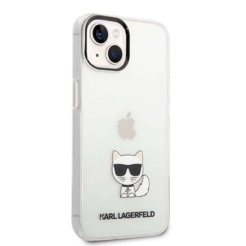 Karl Lagerfeld Choupette Logo zadný kryt pre iPhone 14 Plus priehľadný