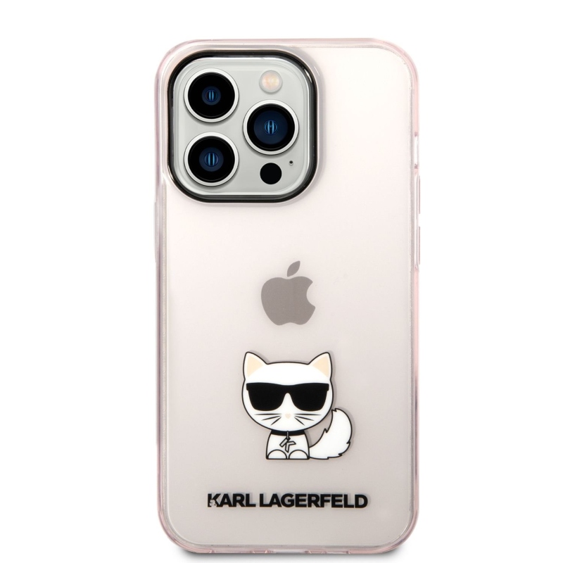 Karl Lagerfeld Choupette Logo zadný kryt pre iPhone 14 Pro Max ružový