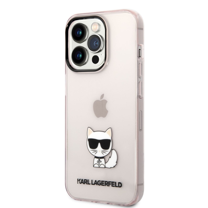 Karl Lagerfeld Choupette Logo zadný kryt pre iPhone 14 Pro Max ružový