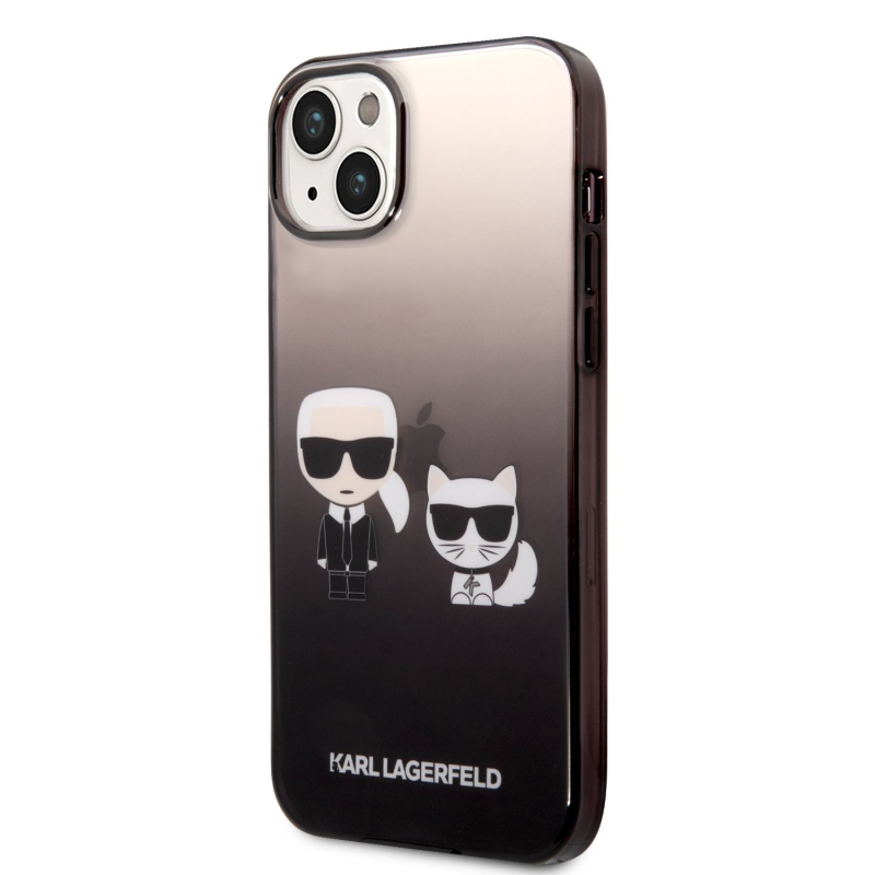 Karl Lagerfeld Gradient Karl and Choupette zadný kryt pre iPhone 14 Plus čierny