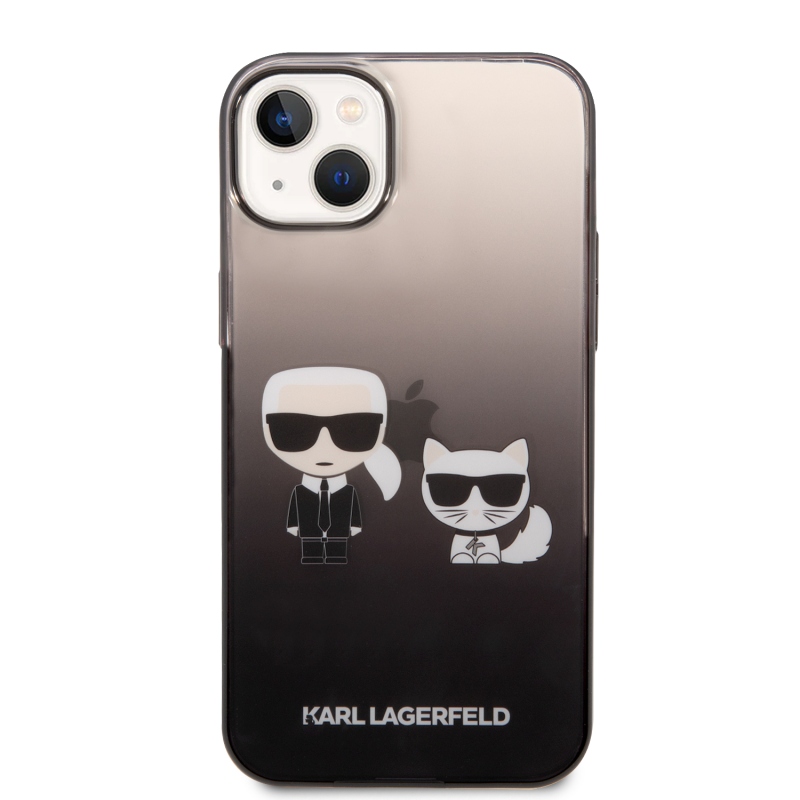 Karl Lagerfeld Gradient Karl and Choupette zadný kryt pre iPhone 14 Plus čierny