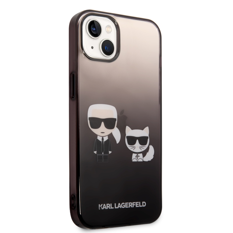 Karl Lagerfeld Gradient Karl and Choupette zadný kryt pre iPhone 14 Plus čierny