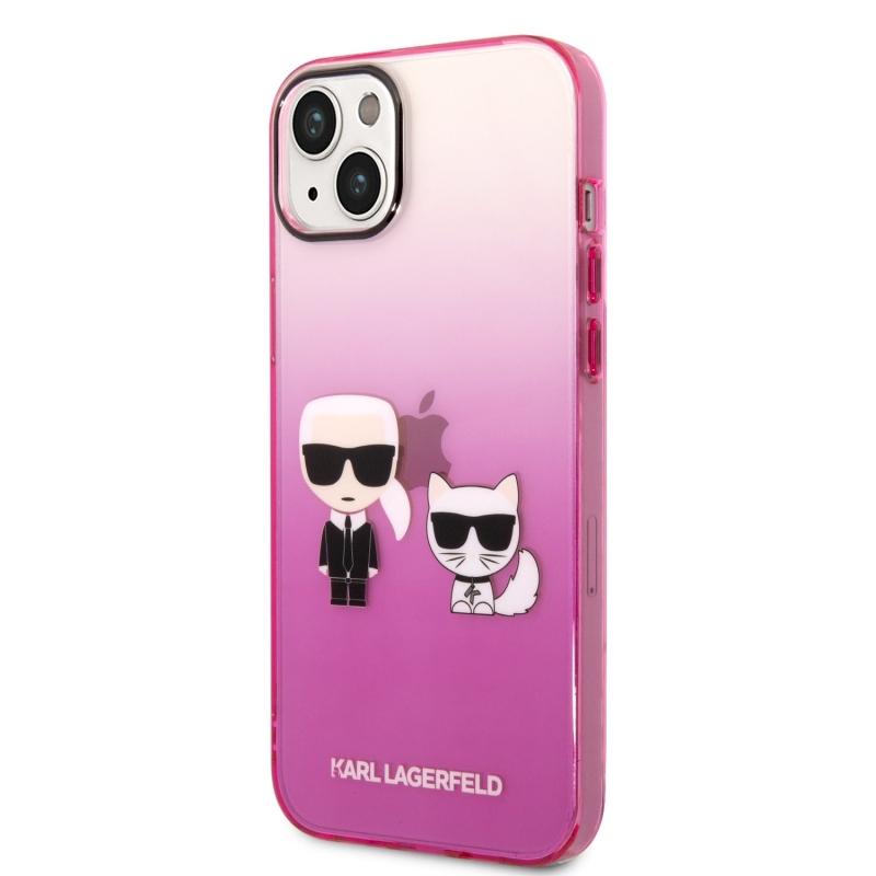 Karl Lagerfeld Gradient Karl and Choupette zadný kryt pre iPhone 14 Plus ružový