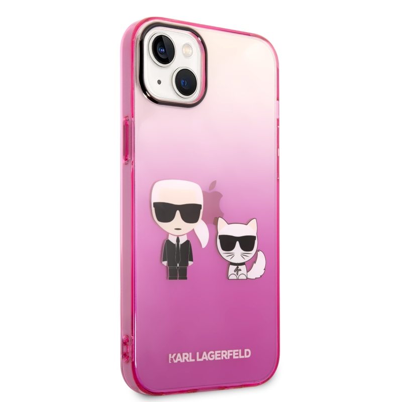 Karl Lagerfeld Gradient Karl and Choupette zadný kryt pre iPhone 14 Plus ružový