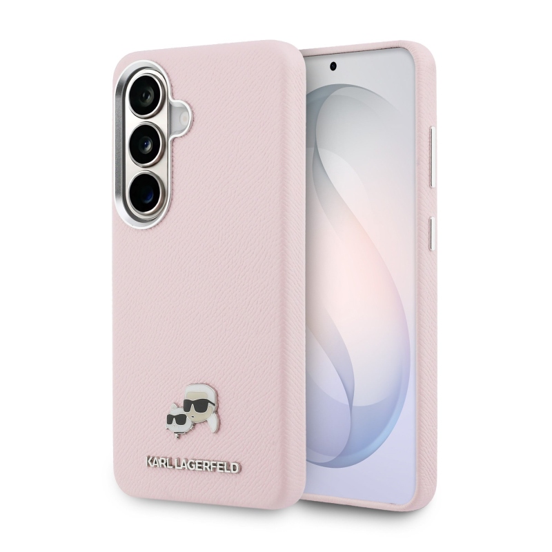 Karl Lagerfeld Grained PU Leather K&CH Heads Magnetic Back Cover pre Samsung Galaxy S26 Pink