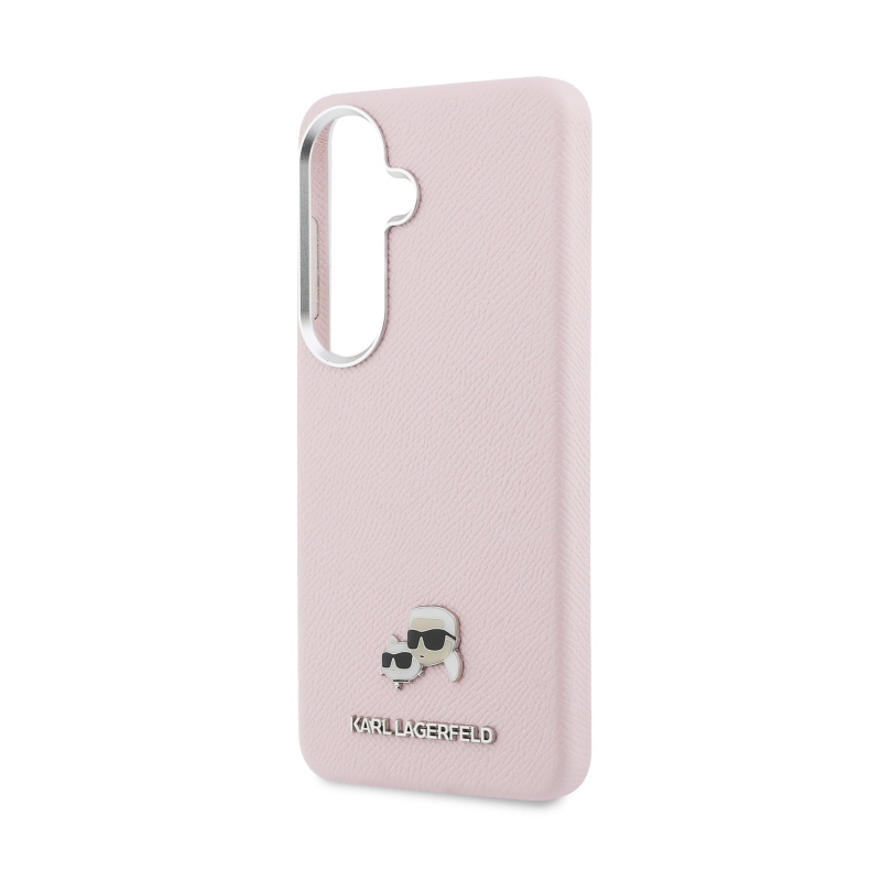 Karl Lagerfeld Grained PU Leather K&CH Heads Magnetic Back Cover pre Samsung Galaxy S26+ Pink