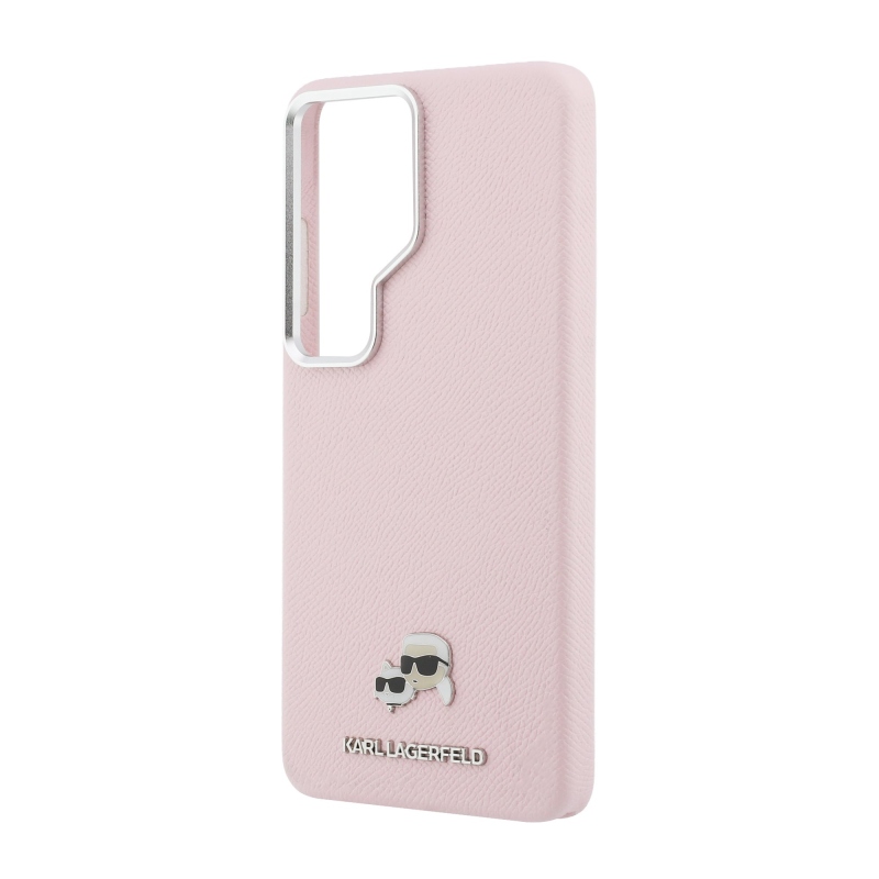 Karl Lagerfeld Grained PU Leather K&CH Heads Magnetic Back Cover pre Samsung Galaxy S26 Ultra Pink
