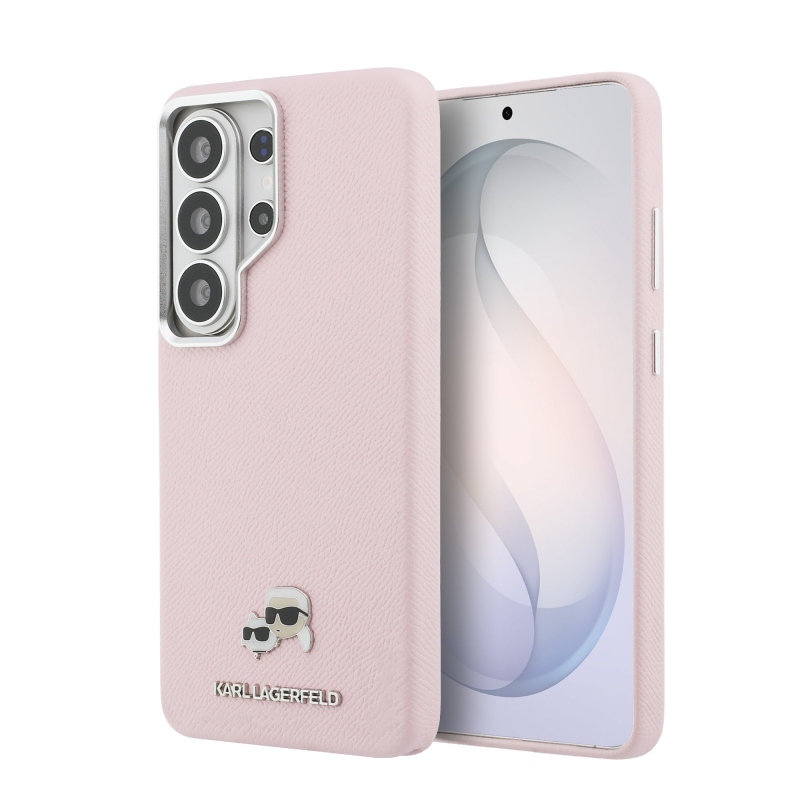 Karl Lagerfeld Grained PU Leather K&CH Heads Magnetic Back Cover pre Samsung Galaxy S26 Ultra Pink