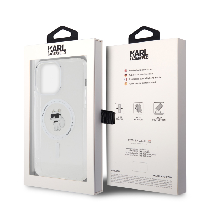 Karl Lagerfeld IML Choupette MagSafe zadný kryt pre iPhone 15 Pro Max priehľadný