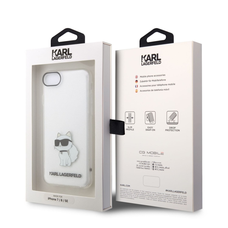 Karl Lagerfeld IML Choupette NFT zadný kryt pre iPhone 7/8/SE2020/SE2022 priehľadný