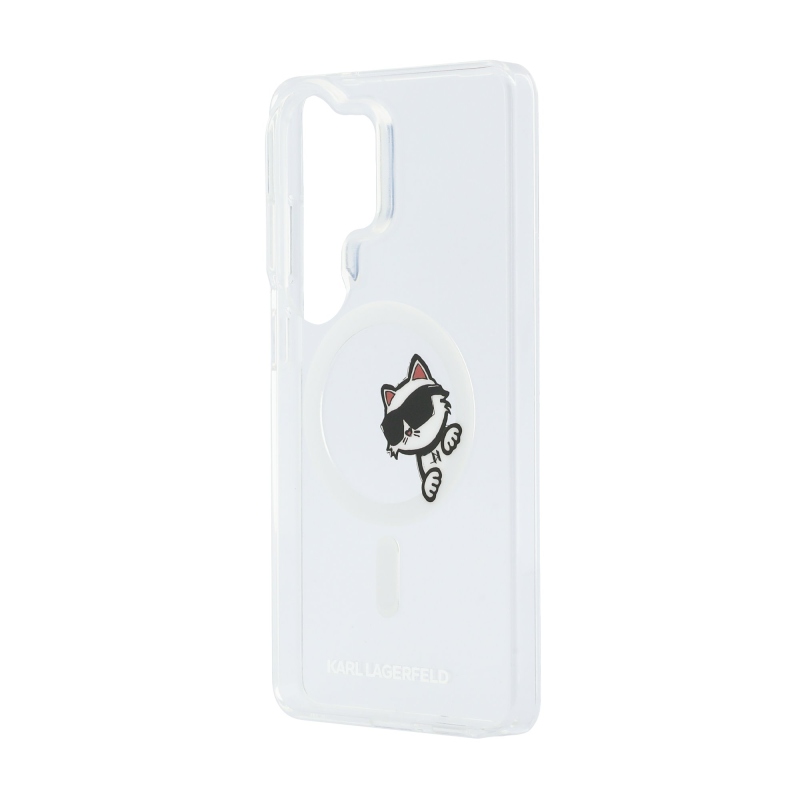 Karl Lagerfeld IML Choupette Peekaboo Logo Magnetický zadný kryt pre Samsung Galaxy S26 Ultra Transparent