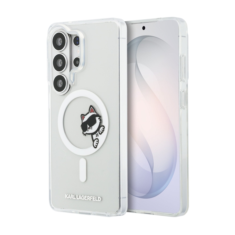Karl Lagerfeld IML Choupette Peekaboo Logo Magnetický zadný kryt pre Samsung Galaxy S26 Ultra Transparent
