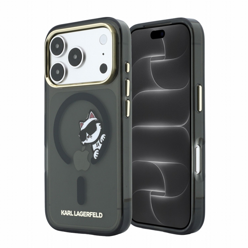 Karl Lagerfeld IML Choupette Peekaboo Magsafe zadný kryt pre iPhone 18 Pro Max, čierny