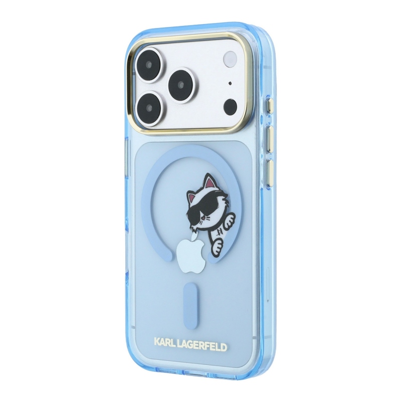 Karl Lagerfeld IML Choupette Peekaboo Magsafe zadný kryt pre iPhone 18 Pro Max, modrý