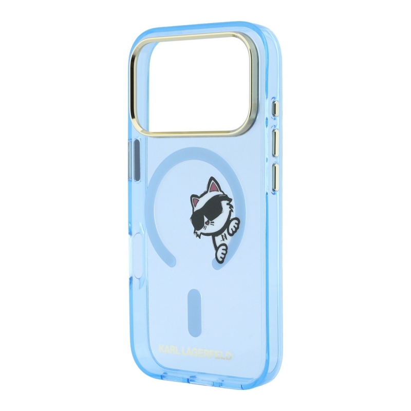 Karl Lagerfeld IML Choupette Peekaboo Magsafe zadný kryt pre iPhone 18 Pro Max, modrý