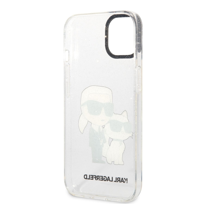 Karl Lagerfeld IML Glitter Karl and Choupette NFT Zadní Kryt pro iPhone 13 - průhledný