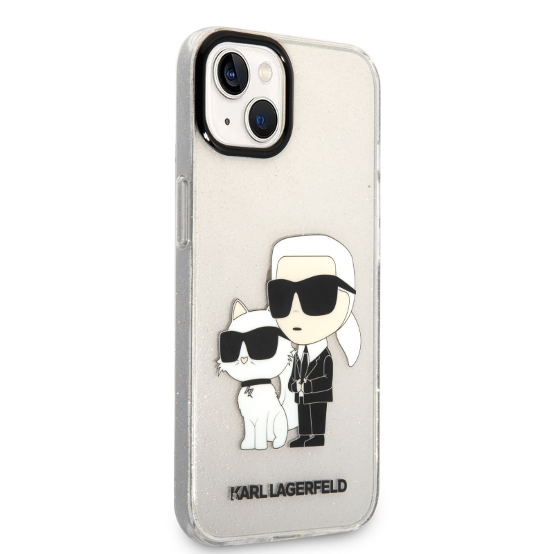 Karl Lagerfeld IML Glitter Karl and Choupette NFT Zadní Kryt pro iPhone 13 - průhledný