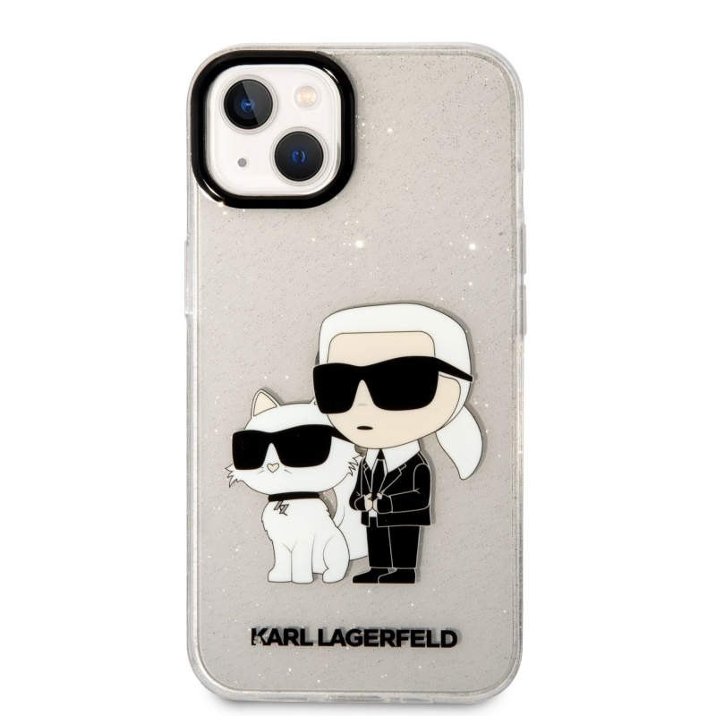 Karl Lagerfeld IML Glitter Karl and Choupette NFT Zadní Kryt pro iPhone 13 - průhledný