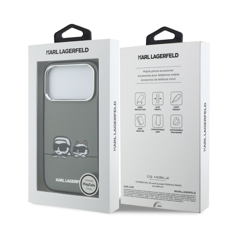 Karl Lagerfeld IML K&CH Heads Logo MagSafe Zadný Kryt pre iPhone 17 Pro Max Black