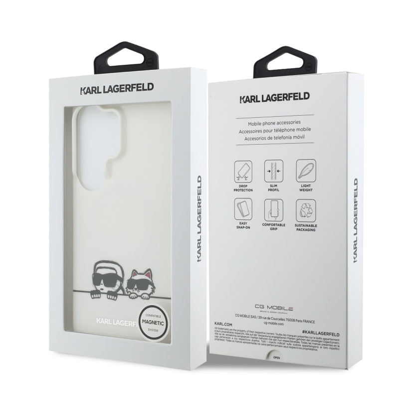 Karl Lagerfeld IML K&CH Peekaboo Logo Magnetický zadný kryt pre Samsung Galaxy S26 Ultra White