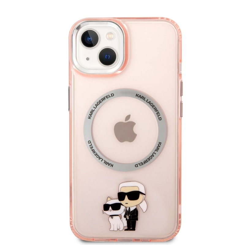 Karl Lagerfeld IML Karl and Choupette NFT MagSafe zadní kryt pro iPhone 14 Plus růžový