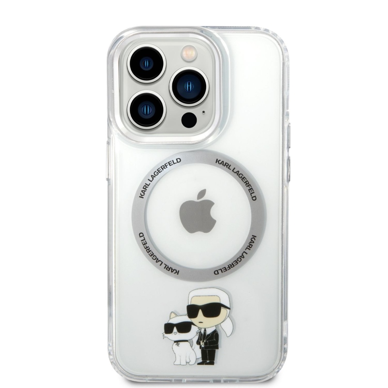 Karl Lagerfeld IML Karl and Choupette NFT MagSafe zadní kryt pro iPhone 14 Pro průhledný