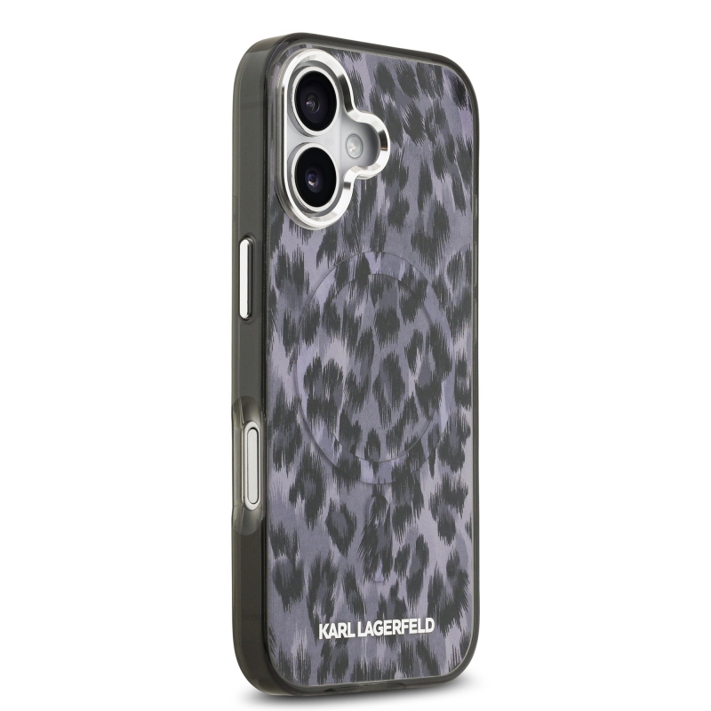 Karl Lagerfeld IML Leopard MagSafe zadný kryt pre iPhone 17 sivý