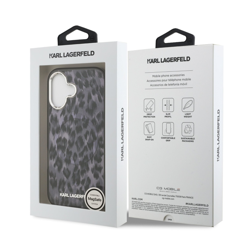 Karl Lagerfeld IML Leopard MagSafe zadný kryt pre iPhone 17 sivý