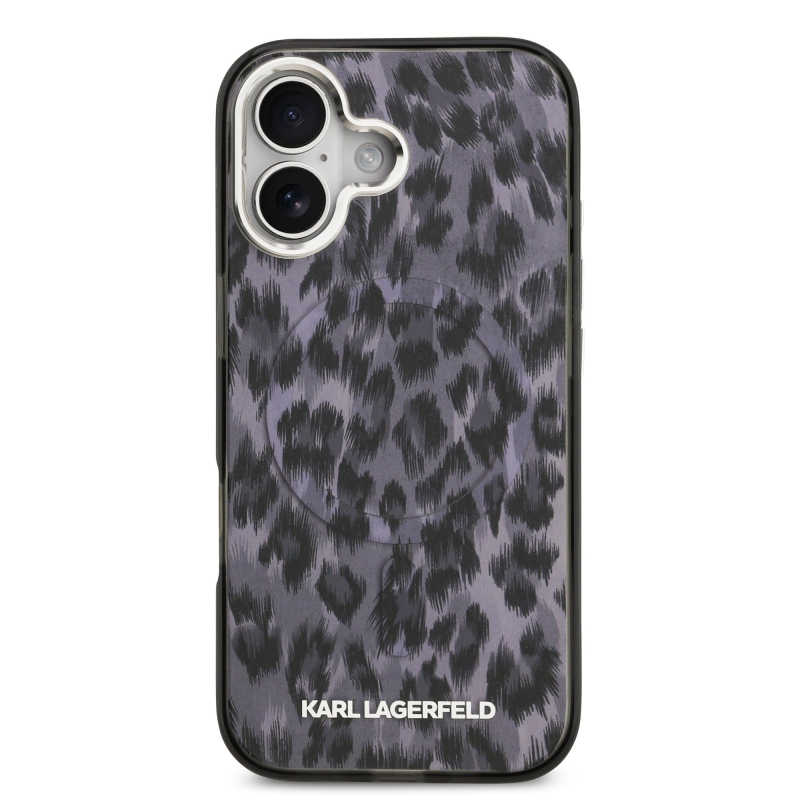 Karl Lagerfeld IML Leopard MagSafe zadný kryt pre iPhone 17 sivý