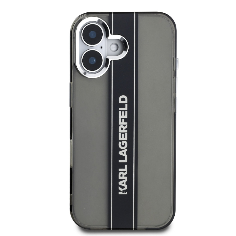 Zadný kryt Karl Lagerfeld IML Stripe Logo pre iPhone 16 Black