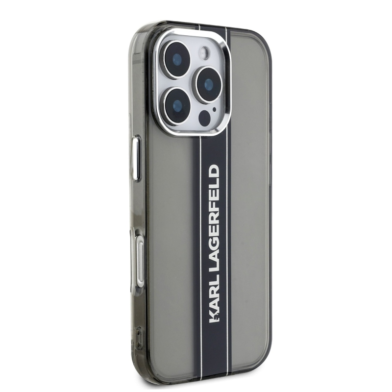 Zadný kryt Karl Lagerfeld IML Stripe Logo pre iPhone 16 Pro Black