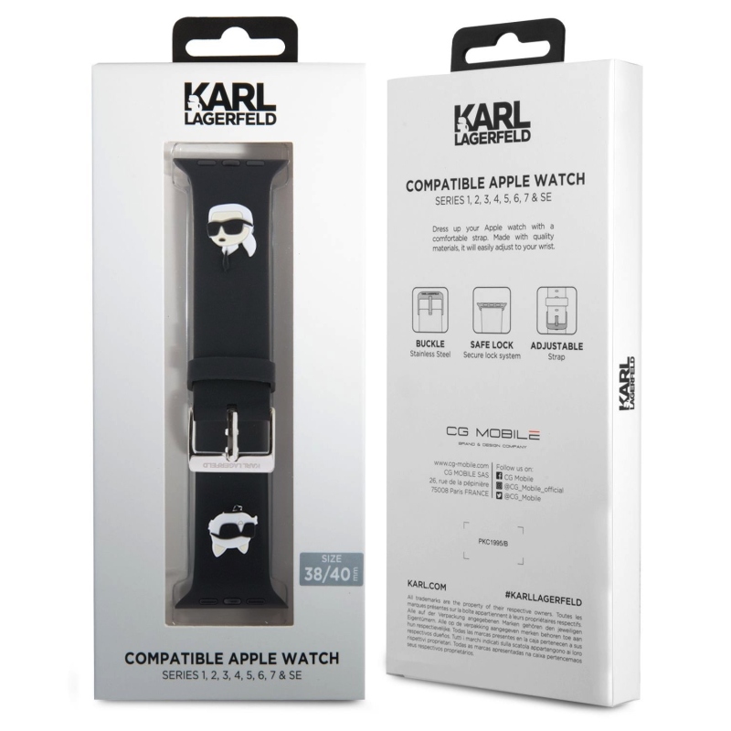 Karl Lagerfeld Karl and Choupette Head NFT Remienok pre Apple Watch 38/40/41 Black