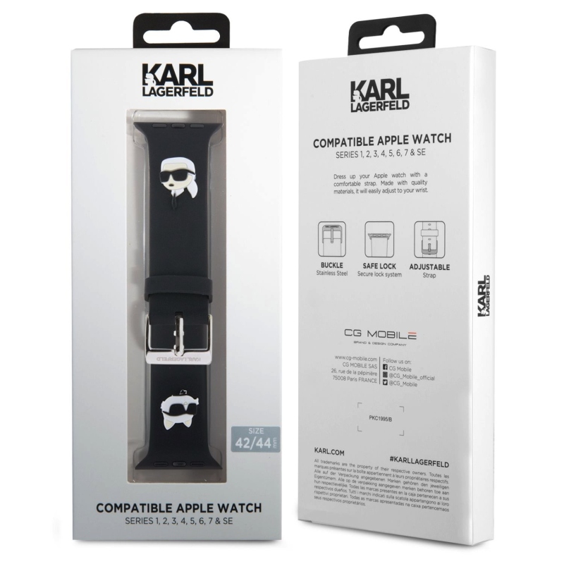 Karl Lagerfeld Karl and Choupette Head NFT Remienok pre Apple Watch 42/44/45/49 Black