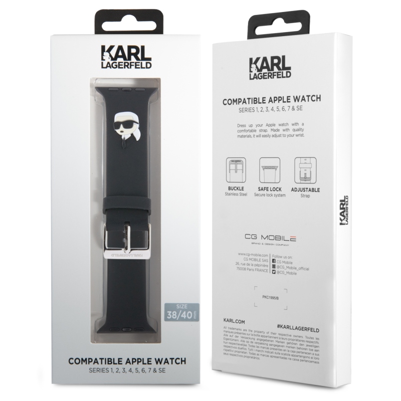 Karl Lagerfeld Karl Head NFT Remienok pre Apple Watch 38/40/41 Black