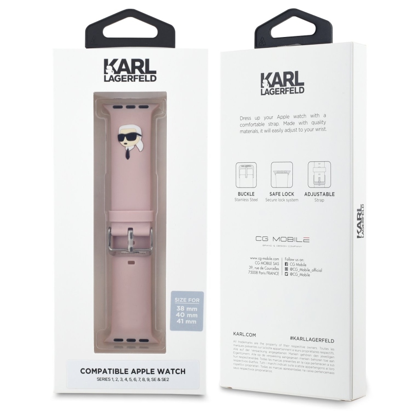 Karl Lagerfeld Karl Head NFT remienok pre Apple Watch 38/40/41 Pink