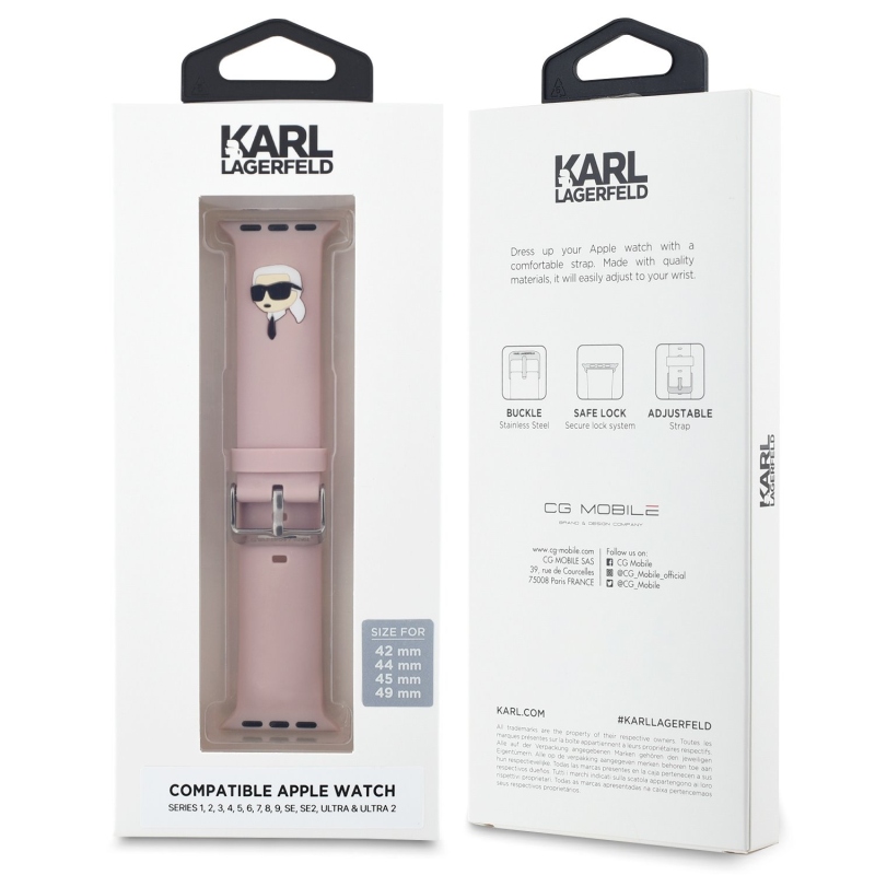 Karl Lagerfeld Karl Head NFT remienok pre Apple Watch 42/44/45/46/49 Pink