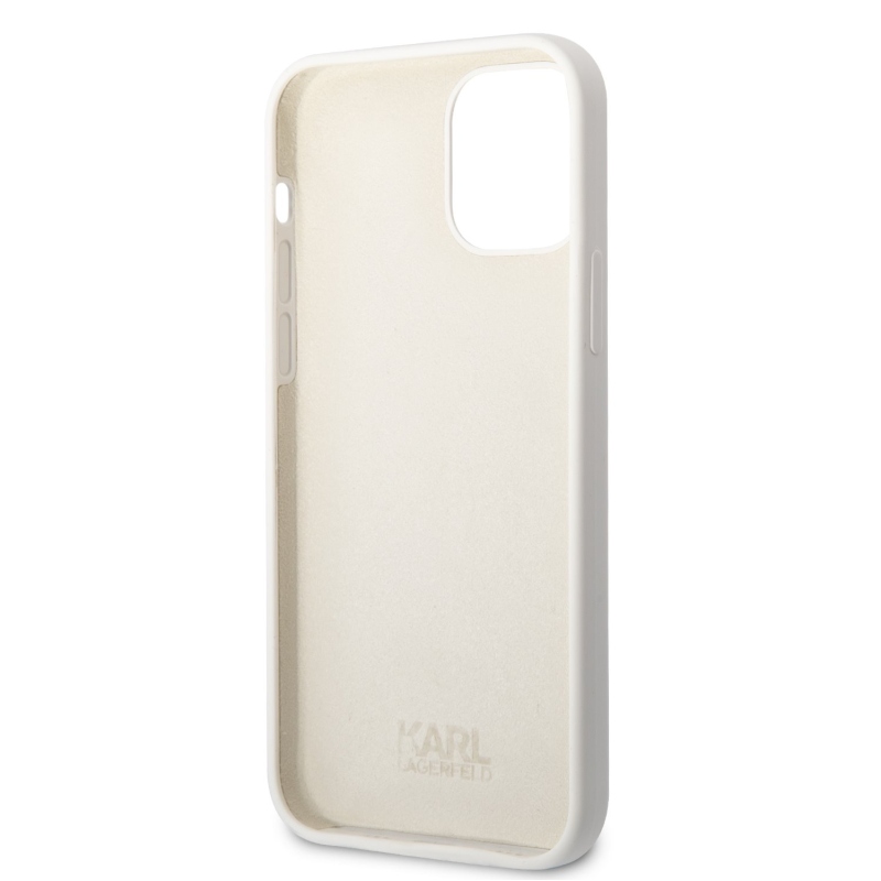 Karl Lagerfeld Liquid silikónový Choupette NFT zadný kryt pre iPhone 12/12 Pre biely