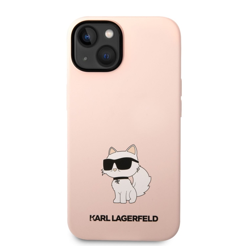 Karl Lagerfeld Liquid silikonový Choupette NFT zadní kryt pro iPhone 14 Plus růžový