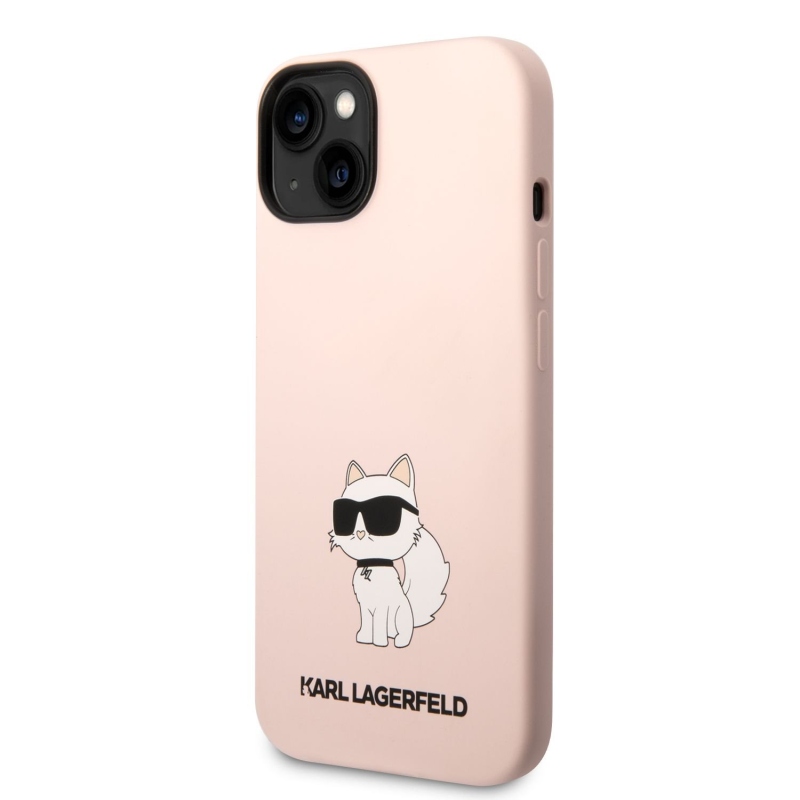 Karl Lagerfeld Liquid silikonový Choupette NFT zadní kryt pro iPhone 14 Plus růžový