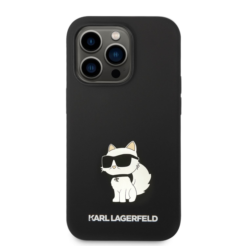 Karl Lagerfeld Liquid Silicone Choupette NFT Zadný Kryt pre iPhone 14 Pro Black