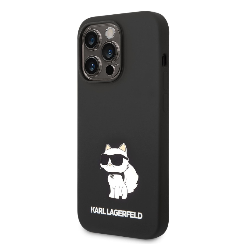 Karl Lagerfeld Liquid Silicone Choupette NFT Zadný Kryt pre iPhone 14 Pro Black